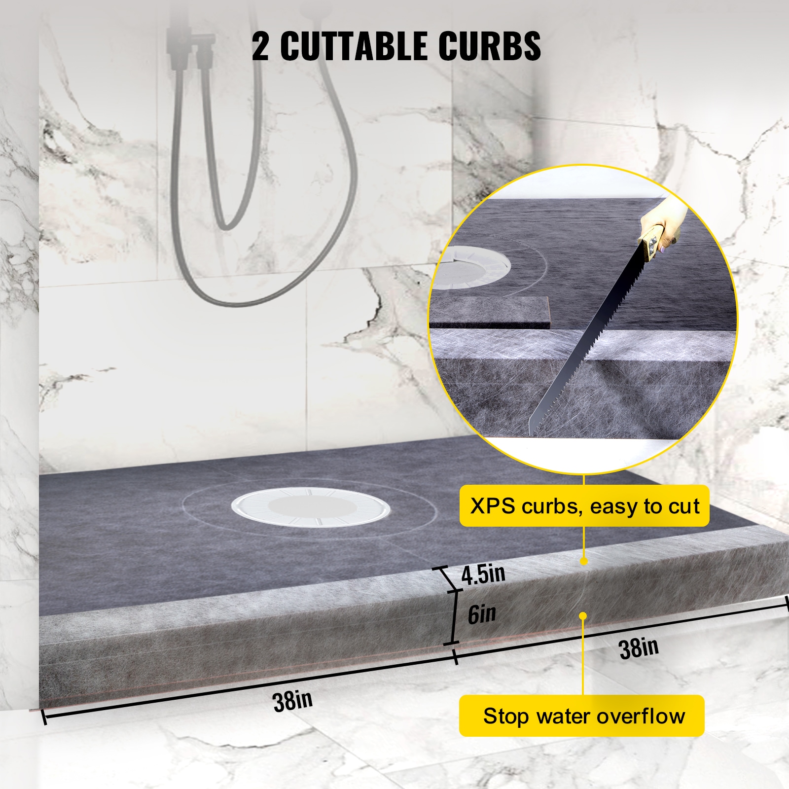 Shower Curb Kit With Abs Bonding Flange And Stainless Steel Grate_voghion.com